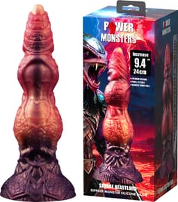 Power Monsters - Savage BeastLord - Monster Dildo - 24 cm - Oranje/Rood/Goud — thumbnail 3