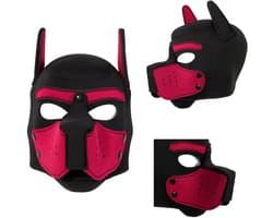 Honden Masker - Zwart & Rood - Puppy Play - BDSM Roleplay & Cosplay - Unisex - Sex Speeltjes Toys - Erotiek - Bondage Masker - OneSize