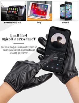 Handschoenen voor Heren - Dun, Ongevoerd, Winddicht, Touchscreen, Faux Leder, Zwart, XL — thumbnail 4