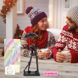 Romantische Cadeauset - Liefdesbeeld - Jubileum Vieren - Met Wenskaart - 10 cm sculptuur - Roze — thumbnail 2