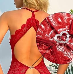 L - Diepe V-hals lingerie Geschikt Voor dames - Verstelbaar bodysuit - Dames ondergoed - Sexy - Sexy Bondage Bodysuit Geschikt Voor Vrouwen - Harnas jurk - Lingerie Accessoire - rood — thumbnail 3