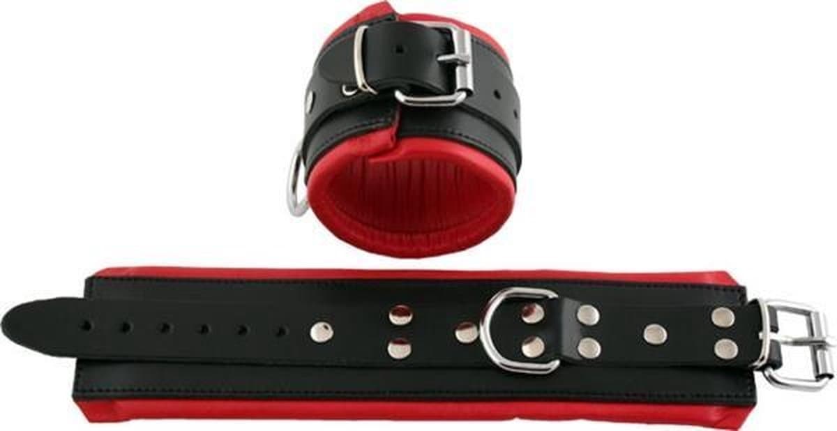 Mister B Leren Enkelboeien - Zwart/Rood — afbeelding 1