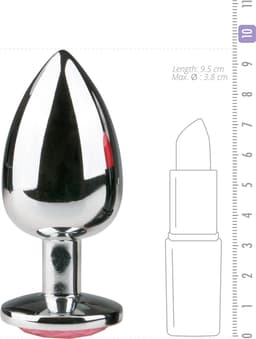 Metalen buttplug Zilver/Roze - L — thumbnail 4