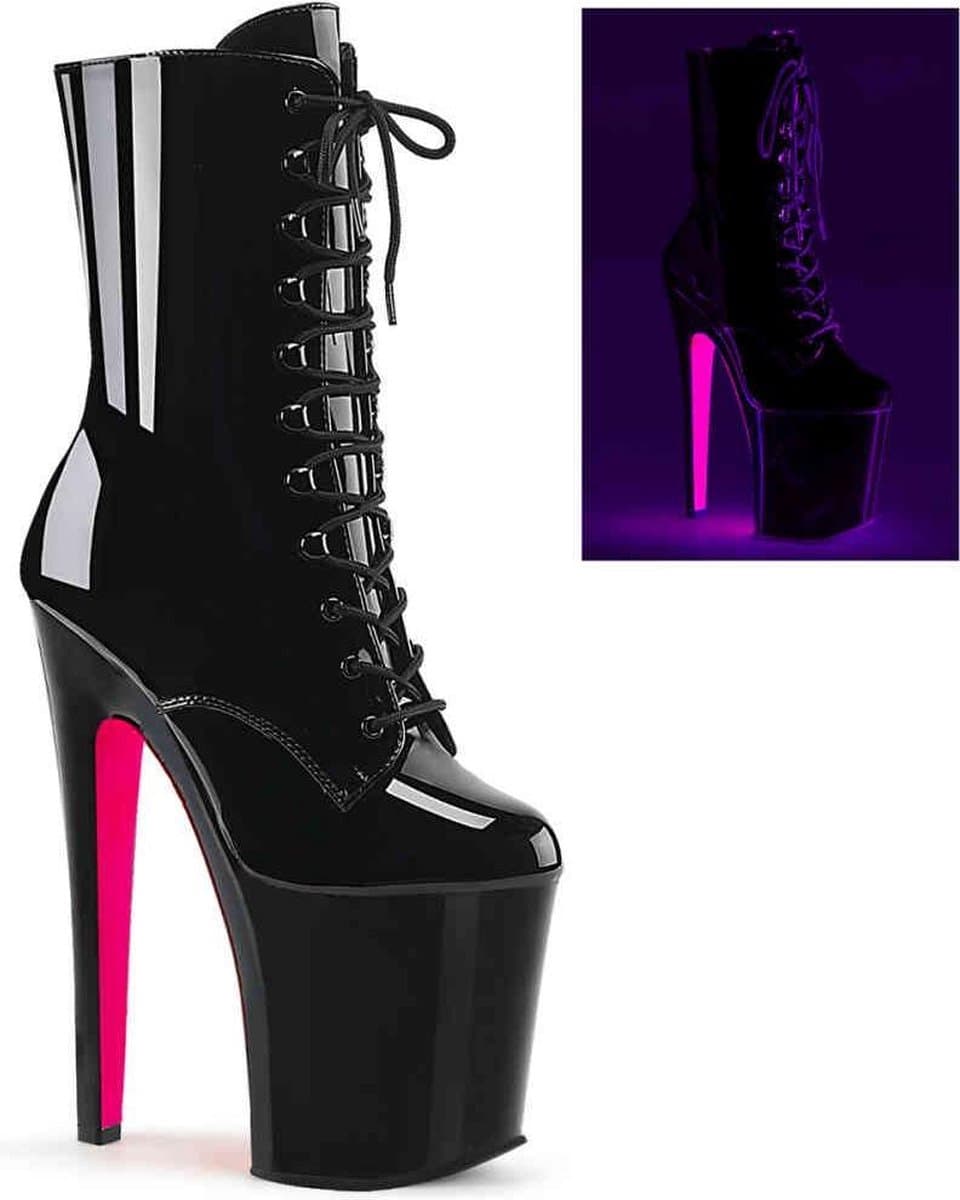 Pleaser - XTREME-1020TT Plateau Laarzen, Paaldans schoenen - Paaldans schoenen - 44 Shoes - Zwart/Roze — afbeelding 1