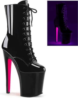 Pleaser - XTREME-1020TT Plateau Laarzen, Paaldans schoenen - Paaldans schoenen - 44 Shoes - Zwart/Roze — thumbnail 1