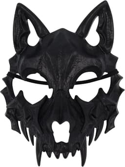 Zwart horror dierenmasker, eng wolf demon schedel masker voor mannen en vrouwen, Halloween cosplay feestaccessoire, griezelig beestengezicht kostuumaccessoire voor spookhuis en rollenspel (zwart) — thumbnail 1