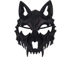 Zwart horror dierenmasker, eng wolf demon schedel masker voor mannen en vrouwen, Halloween cosplay feestaccessoire, griezelig beestengezicht kostuumaccessoire voor spookhuis en rollenspel (zwart)