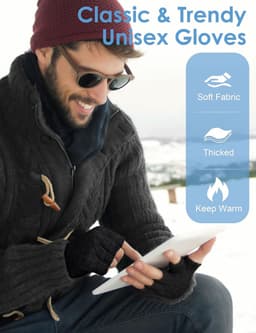 Handschoenen voor heren en dames, gebreide vingerhandschoenen zonder vingertoppen, zachte fleece handschoenen zonder vingers voor typen, fietsen, rijden, kamperen, hardlopen — thumbnail 4