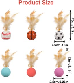 6 stuks springende kattenbal met veer, interactieve wiebal — thumbnail 4