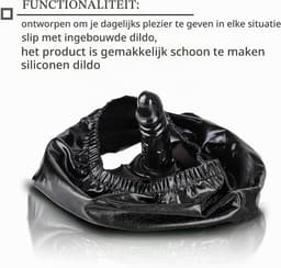 Slip met interne dildo – Zwart S/M – Dildo 11 cm ⌀2,6 cm – Rekbaar tot 52 cm – Vrouwelijke keuschheidsgordel & controle FOPS A45-1 — thumbnail 2
