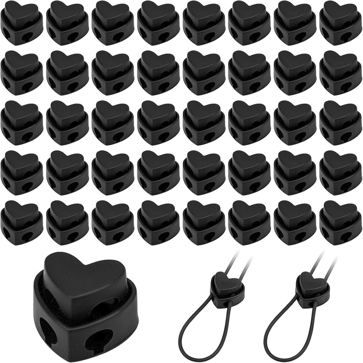 40 stuks koordstoppers 2 gaten 4 mm nylon — afbeelding 1