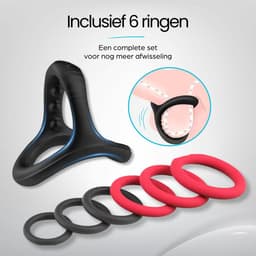 Ivy Lux Cockring Siliconen - Penisring set voor mannen - Waterdicht en Wasbaar - 6 Verschillende Maten - Inclusief 6 ringen in de kleuren zwart en rood — thumbnail 6