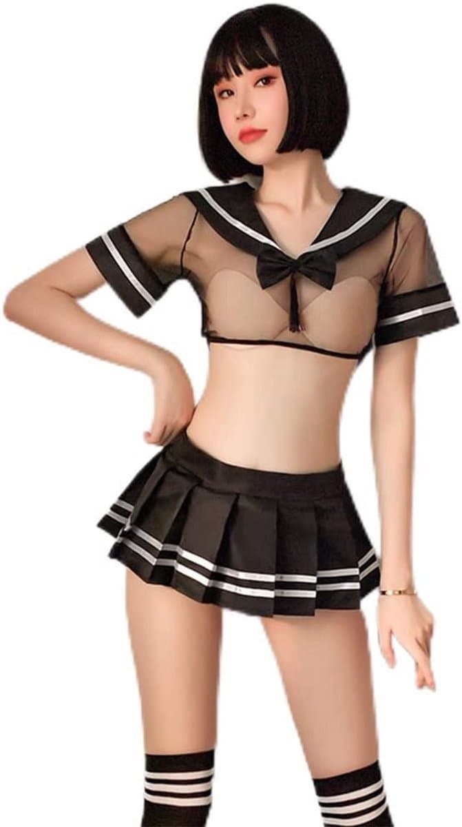 Seksuele Cosplay Schoolmeisje Uniform Set Mini Jurk Kostuum — afbeelding 1