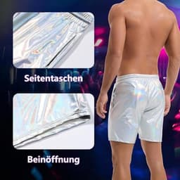Metalen shorts voor heren - Glanzend disco en party outfit — thumbnail 3