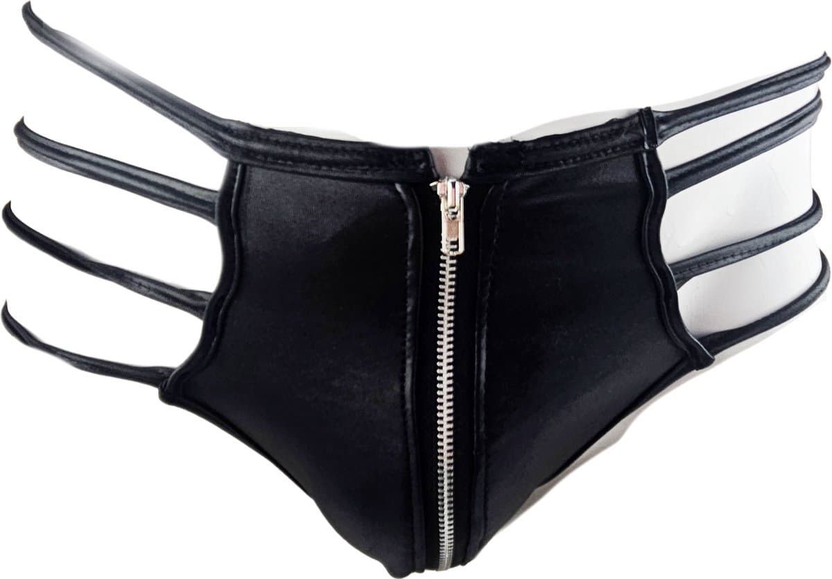 BamBella ® - String - Maat S/M Zwart SM kleding BDSM met rits erotische heren kleding ondergoed lingerie onderbroek zwart — afbeelding 1