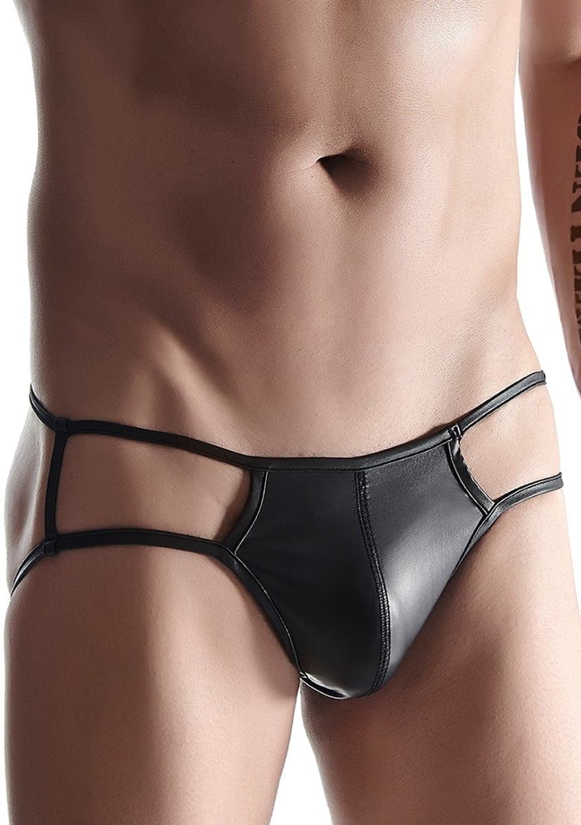 LINGERIE OUTLET Wetlook Men's briefs - Black black 2XL — afbeelding 1