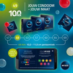 MY.SIZE 100 Condooms 49 mm Megaset Classic+Mix+Pro I Maat 1 I 100 stuks voordeelverpakking I Extra dun Premium condoom I Zeer dun gevoelig I Dunne wand I Vegan condooms I Condooms voor mannen — thumbnail 5