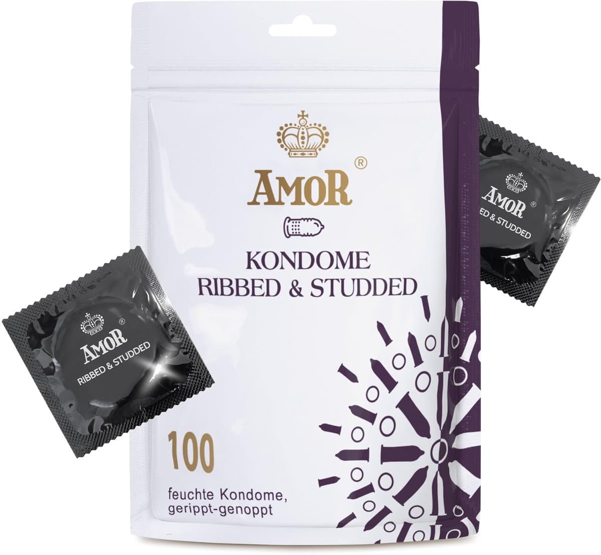 AMOR Premium Geribbeld-Genopt, Transparant, Ø 54 mm, 100 stuks — afbeelding 1