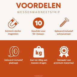Magneetstrip mes 40 cm - messenhouder magnetisch inclusief plakband (3 m) en schroefbevestiging - messenblok magnetisch messenblok bamboe — thumbnail 4
