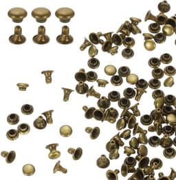 100 sets 3 mm lederen klinknagels, enkele doppen, holle klinknagels, koolstofstaal, ronde kop, snaps, buisvormige metalen pennen voor riem, decoratie, kleding, doe-het-zelf handwerk (bruin) — thumbnail 1