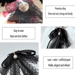 kanten vlinderdasbroche voor meisjes en vrouwen, modieuze kraagbroche vooraf vastgebonden halsband shirt corsage halsband vrouwen accessoire halsbanden parel vlinderdasbroche speld — thumbnail 3