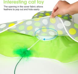 interactieve spelletjes voor katten in huis, beweegbaar kattenspel, automatisch kattenspel met veren, stimulerende spelletjes voor katten, ondersteunt USB-opladen (Groen) — thumbnail 4