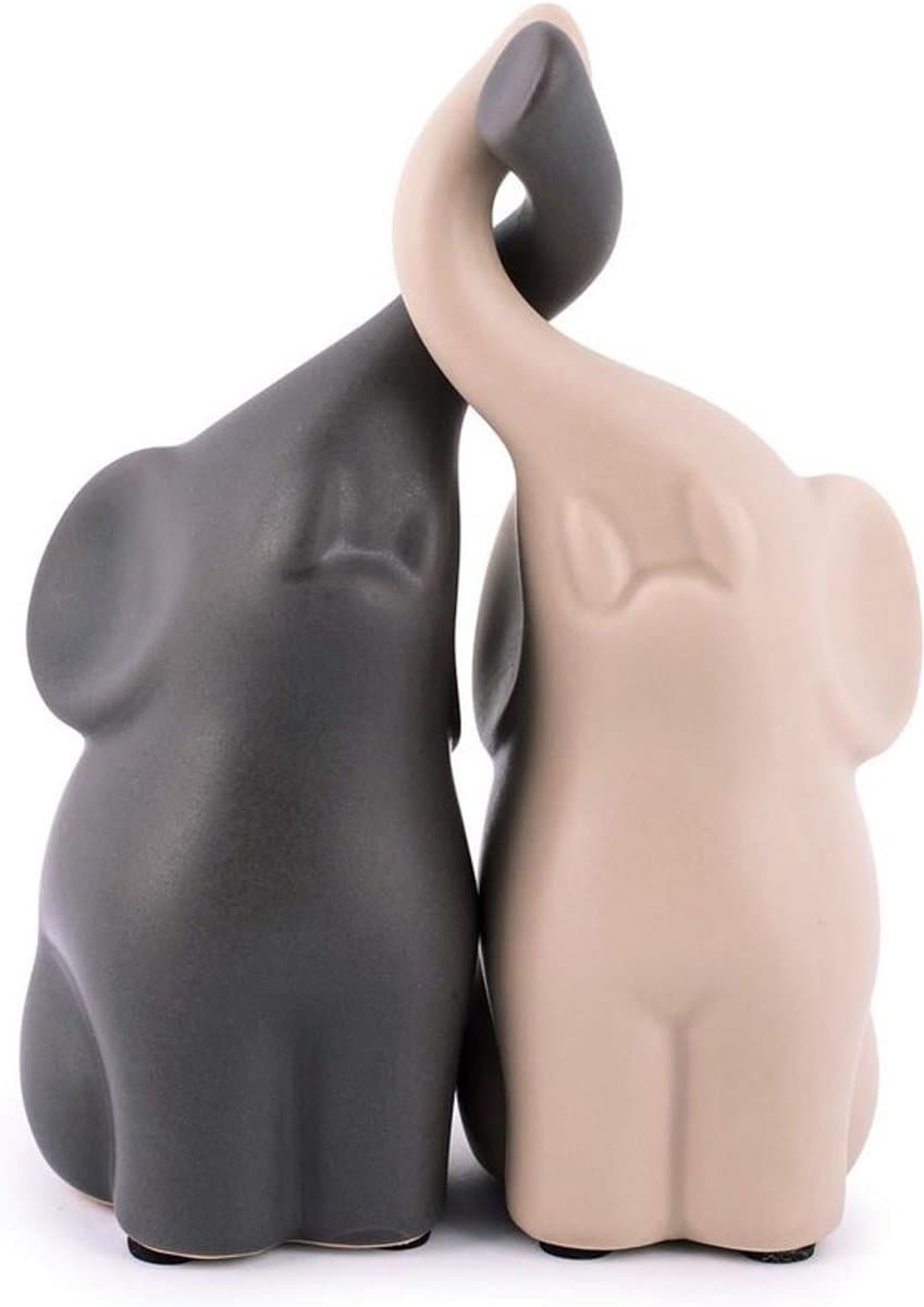 Verliefde olifanten set van 2 - Keramische decoratie 11 cm — afbeelding 1