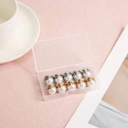 10st Magnetische Hijab Pins, Dubbelzijdige Parels Hijab Multifunctionele Parel Bruidssluier Gewichten Bruiloft Sluier Gewichten Magnetische Parels voor Vrouwen Meisjes Kleding(5 Goud & 5 Zilver) — thumbnail 2