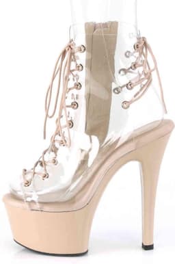 Pleaser - ASPIRE60030 Plateau Laarzen, Paaldans schoenen - Paaldans schoenen - 35 Shoes - Creme/Transparant — thumbnail 3