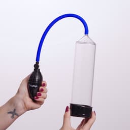 EasyToys - Penispomp met Knijpbal - Penispompen - Penis Pomp - Sex Toys voor Mannen - Transparant met Blauw — thumbnail 2