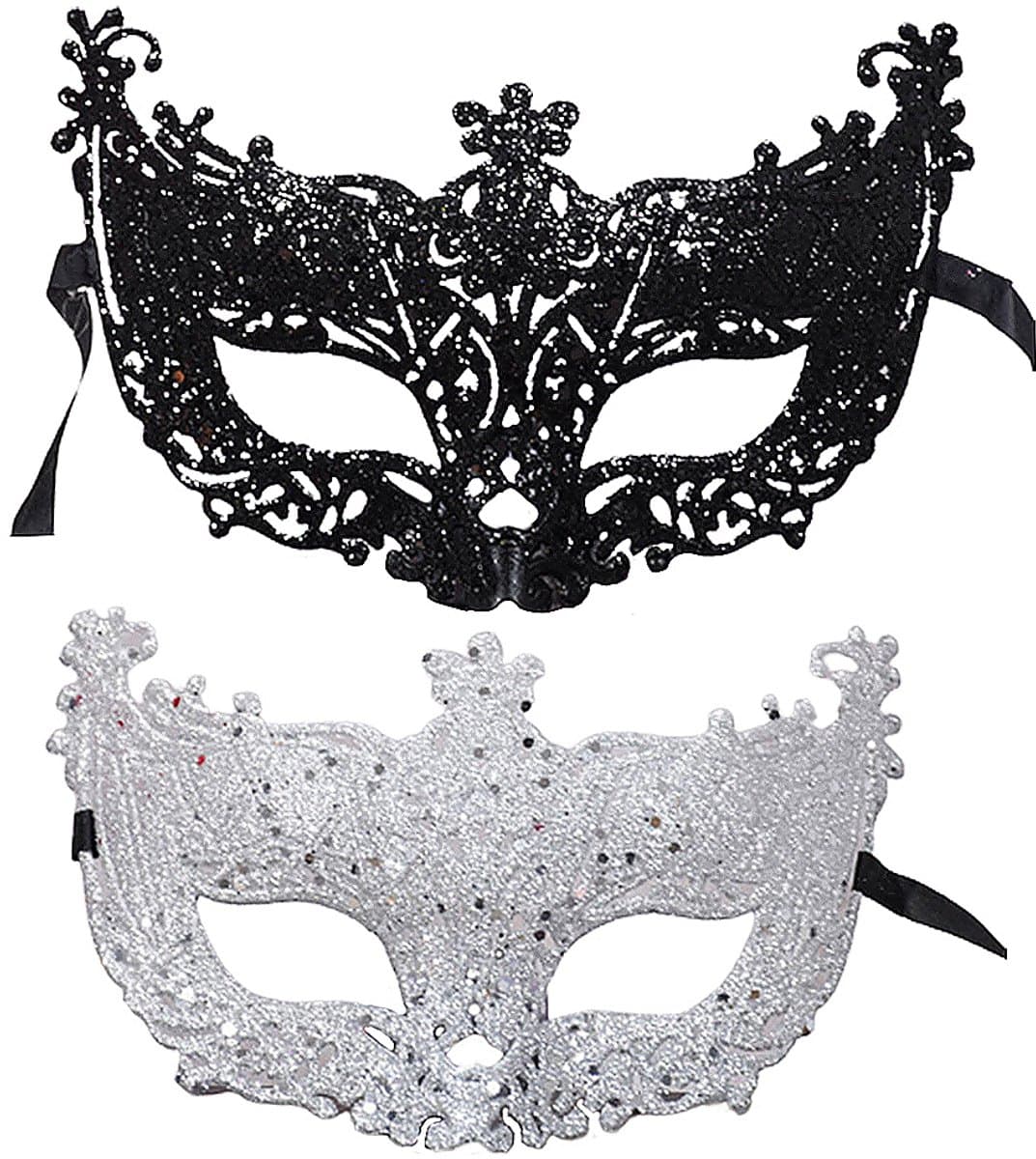Elkuaie Kanten masker - Sexy masker - Met strassstenen afgewerkt voor gemaskerd bal of feest - 1 st - Volwassenen zwart — afbeelding 1