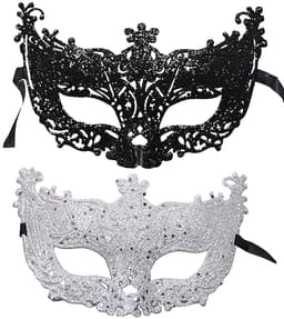 Elkuaie Kanten masker - Sexy masker - Met strassstenen afgewerkt voor gemaskerd bal of feest - 1 st - Volwassenen zwart — thumbnail 1