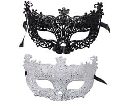 Elkuaie Kanten masker - Sexy masker - Met strassstenen afgewerkt voor gemaskerd bal of feest - 1 st - Volwassenen zwart