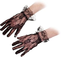 Cottelli Collection - Vingerloze Kanten Handschoentjes met Schulprandje - Zwart M — thumbnail 1