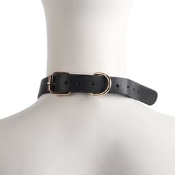Banoch | Collar Classic | imitatie leer halsband zwart / goud | bdsm — thumbnail 5