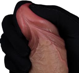 LoveToy - Dubbellaagse siliconen dildo 19,5 cm (Ø 3,7 cm) - Bruin — thumbnail 4