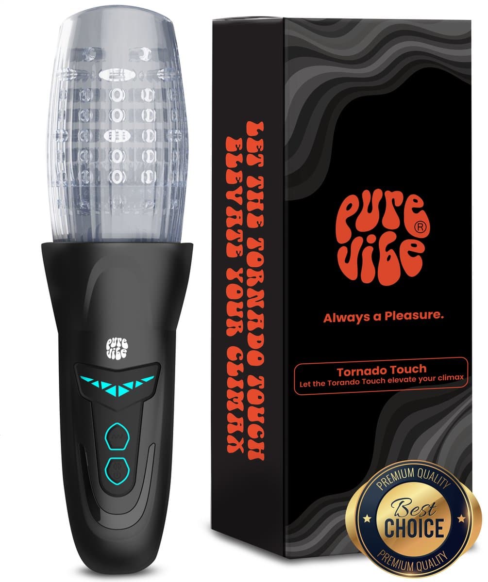 PureVibe® Tornado Touch – Draaiende Blowjob Simulator – 10 Draaistanden – Ultra Realistisch – Masturbator voor Mannen – Automatische Mastrubator – Pocket Pussy – Sex Toy – Midnight Black — afbeelding 1
