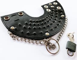 Black Label - Parachute Ball Stretcher met Spijkers en Slotje - Leer - Zwart — thumbnail 3