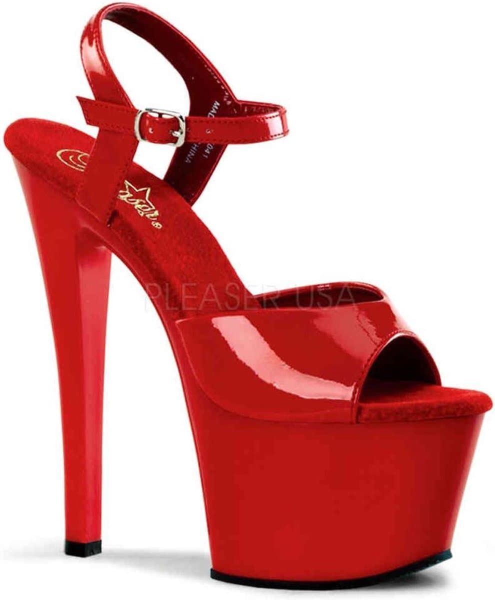 Pleaser - SKY-309 Sandaal met enkelband, Paaldans schoenen - Paaldans schoenen - 37 Shoes - Rood — afbeelding 1