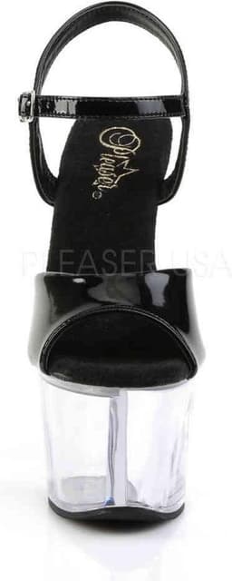 Pleaser - SKY-309 Sandaal met enkelband, Paaldans schoenen - Paaldans schoenen - 40 Shoes - Zwart/Transparant — thumbnail 2