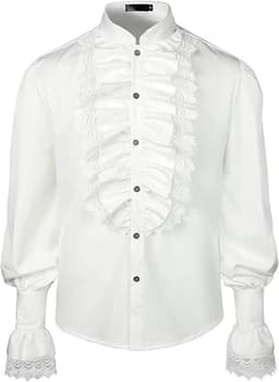 Heren Shirt - Renaissance Blouse - Theatrale Kleding - Ruches en Kant - Raadpleeg Maattabel — thumbnail 2