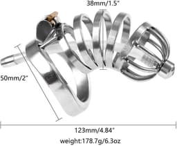 Fixxx - Valor - Kuisheidskooi met Holle Penisplug - Zilver - Twee Maten 50 mm — thumbnail 2