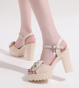 Sandalen met Plateau - Hoge Hakken - Feestelijke Gelegenheden - Verstelbare Enkelband - 10cm Hak 3cm Plateau — thumbnail 4