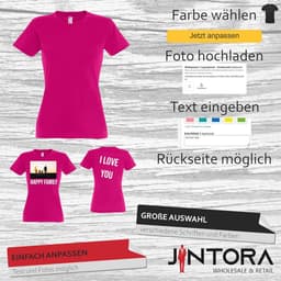 Dames T-shirt Zelf Ontwerpen met Foto en Tekst Voor- en Achterkant — thumbnail 2