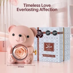 Romantische teddybeer met geconserveerde roos en hartvormige halsketting - Perfect cadeau voor Valentijnsdag, Moederdag en bruiloften — thumbnail 2