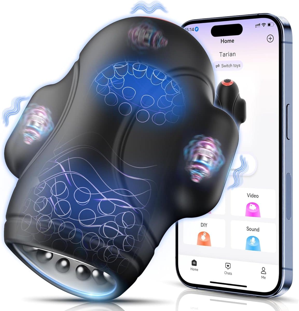 Daity App voor seksspeeltjes voor mannen, 4-in-1 eivormige masturbator met 9 vibratiestanden, vibrerende dildo's voor mannen, erotische speeltjes voor stellen — afbeelding 1
