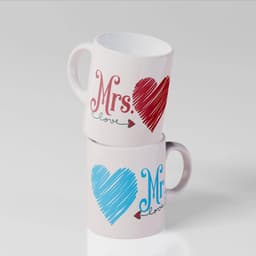Kopjes set - Voor hem en haar - Cadeau geven - Hartvormig handvat - 1 paar - Mr & Mrs — thumbnail 2