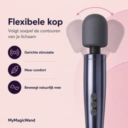 Dynamite Grey Wandvibrator - Clitoris Stimulator - Krachtig Massageapparaat - 13 Standen - 6 Snelheden - 7 Patronen - Flexibele Kop - Zacht Siliconen - Waterdicht IPX7 - Oplaadbaar - Seksspeeltje - Voor Vrouwen - Reisadapters - Grijs - MyMagicWand — thumbnail 3