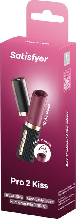 Satisfyer Pro 2 Kiss – Lipstick Vibrator met 3D Air Pulse Technologie - Zwart — thumbnail 6