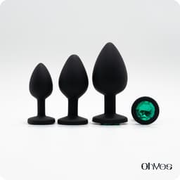 OHYES 3-Delige Siliconen Buttplug Set – Anal Butt Plug – Seks Toys voor Mannen & Vrouwen – Anale Seksspeeltjes - Buttplugs Anaal Speeltje met Diamanten - Groen — thumbnail 2